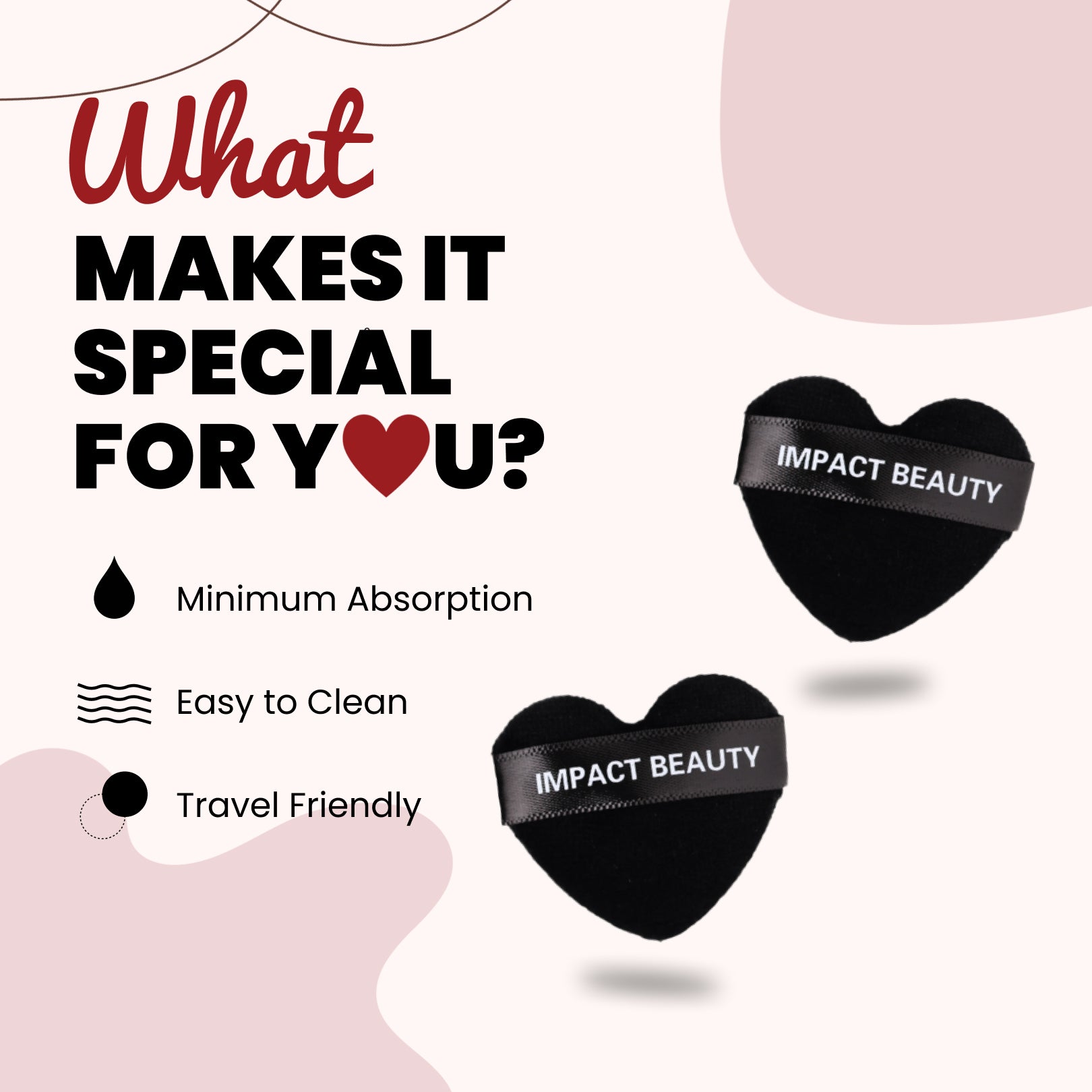 Impact Beauty 4 pcs Heart Puff