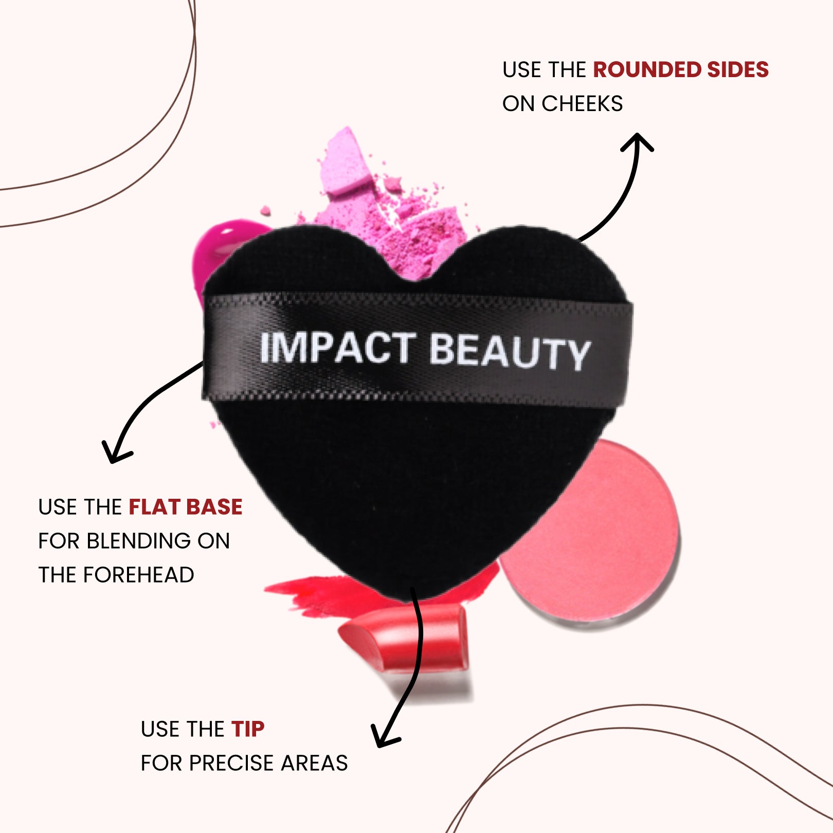 Impact Beauty 4 pcs Heart Puff